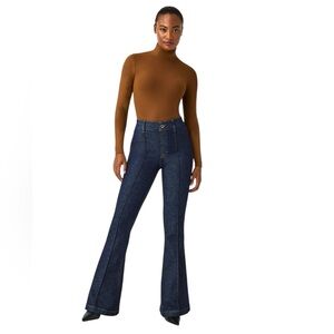 SPANX - Pintuck Blue Flare Wide Leg Jeans Sz Xl